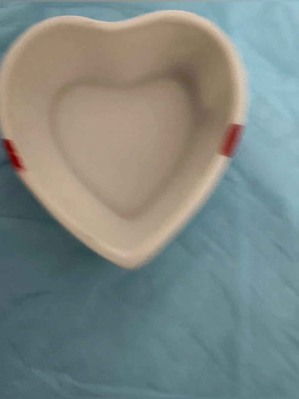 Vintage Teddy Bear Heart Ceramic Trinket Box with Red Ribbon and Brown